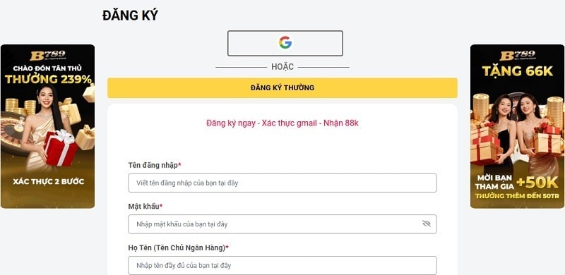 Các bước đăng ký Bong789