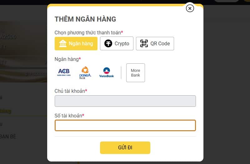 Thêm tài khoản ngân hàng